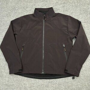 Oobe Black Softshell Jacket Women XL Full Zip Fleece Lined Mock Neck Zip Pockets